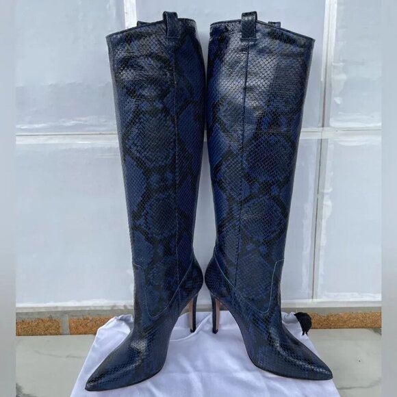 Veronica Beard Wyn Snake-Embossed Leather Boots size 6.5 - Picture 4 of 12